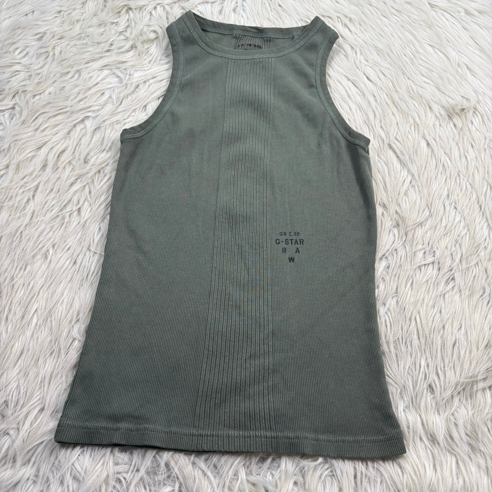 G-Star Raw Women's XS Army Green Ribbed Fitted Tank Streetwear Moto
